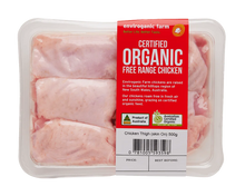Load image into Gallery viewer, Organic Chicken Thigh Fillet Skin On - 12 x 500g Trays/Box